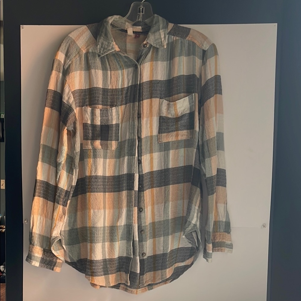 ANTHROPOLOGIE PILCRO WOMEN’S XS Casual  plaid shirt Button-Up Shirt 78% viscose